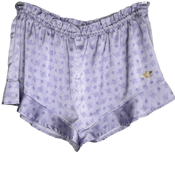 Bridgerton Other - Bridgerton Satin Coquette Ruffle Pajama Sleep Shorts Medium Bee Romantic Purple